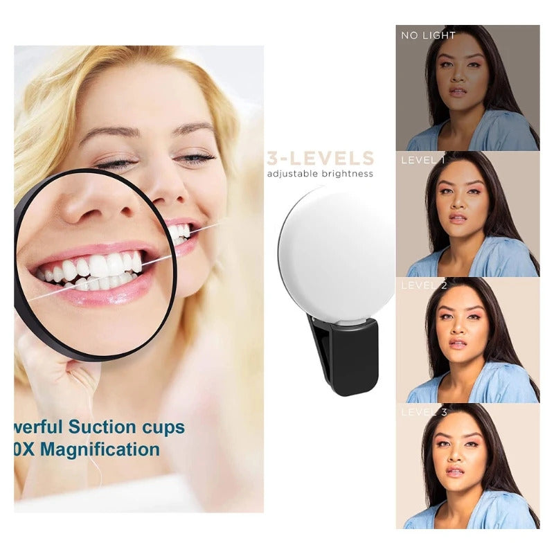 CX196 Trifold Hair Cutting Mirror with Lights 10X Magnification Self Styling Mirrors