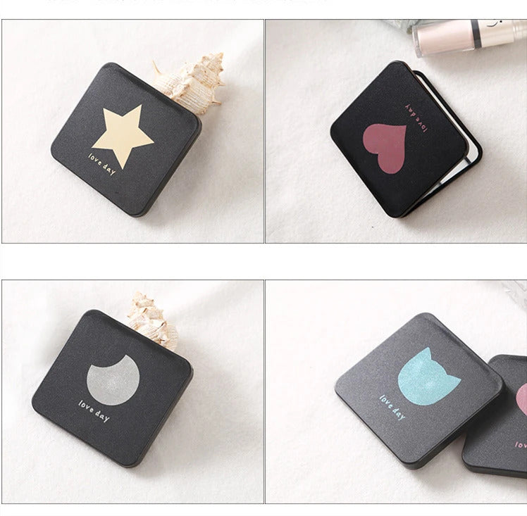 CX399 Mini Square Makeup Mirror Portable Hand Mirror Double-sided Makeup Vanity Mirror Foldable Compact Mirror Pocket Cosmet