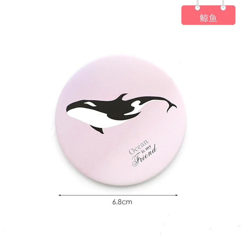 TSHOU853 Cartoon Anti-fall Portable Small Mirror Cute Girls Makeup Mirror Pocket Mirror for Beauty Tools