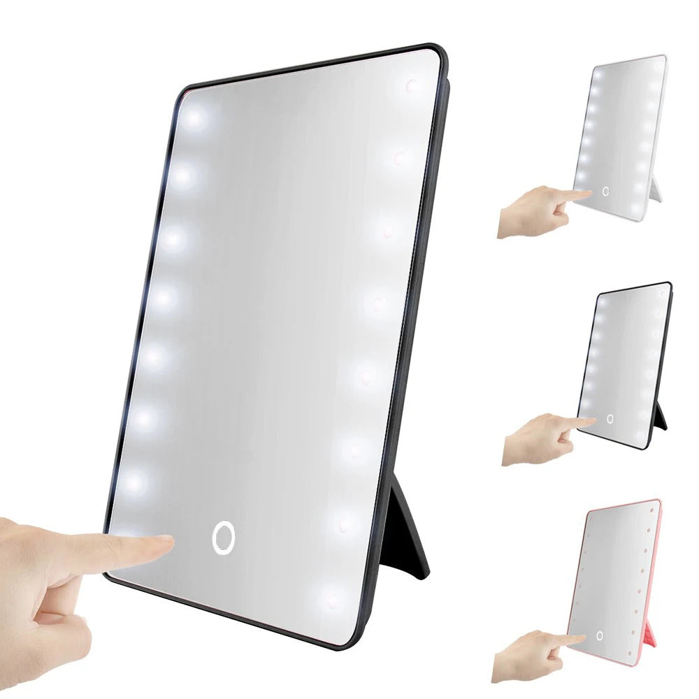 TSHOU868 Makeup Mirror With Leds Cosmetic Mirror With Touch Dimmer Switch Battery Operated Stand For Tabletop Bathroom Travelpc