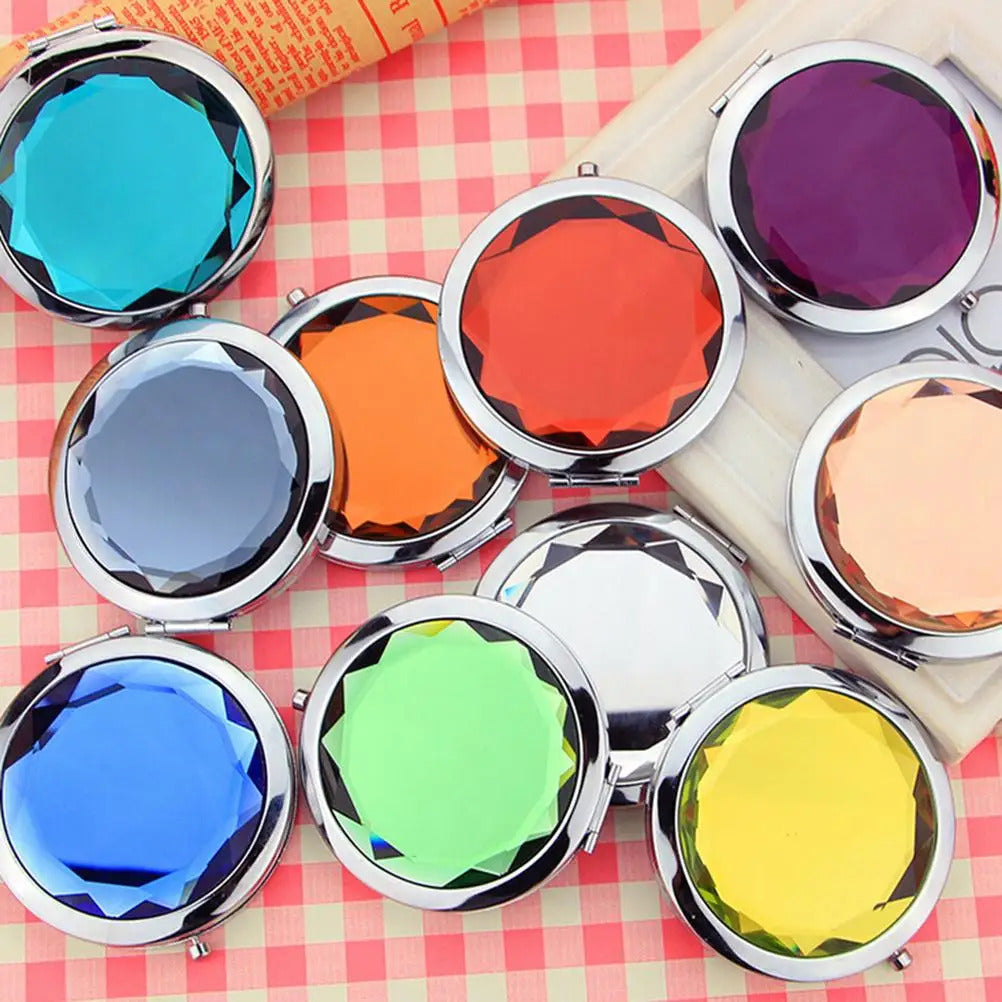 l429  Women Cute Pearl Makeup Mirror Lovely Little Sheep Pocket Crystal Portable Double Dual Sides Compact Mirrors