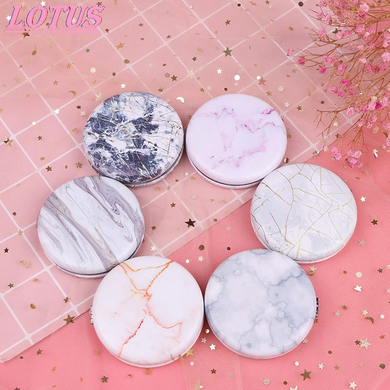 TSHOU830 Marble Pattern Portable Double Sided Mirror Foldable Pocket Makeup Mirror Women Girls Beauty Cosmetic Compact Mirror
