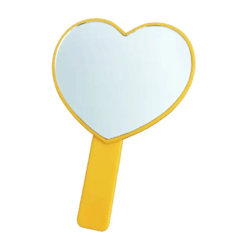 L483 Portable Heart-Shaped Handheld Mirror with Handle Candy Color Cosmetic Tools U2JD