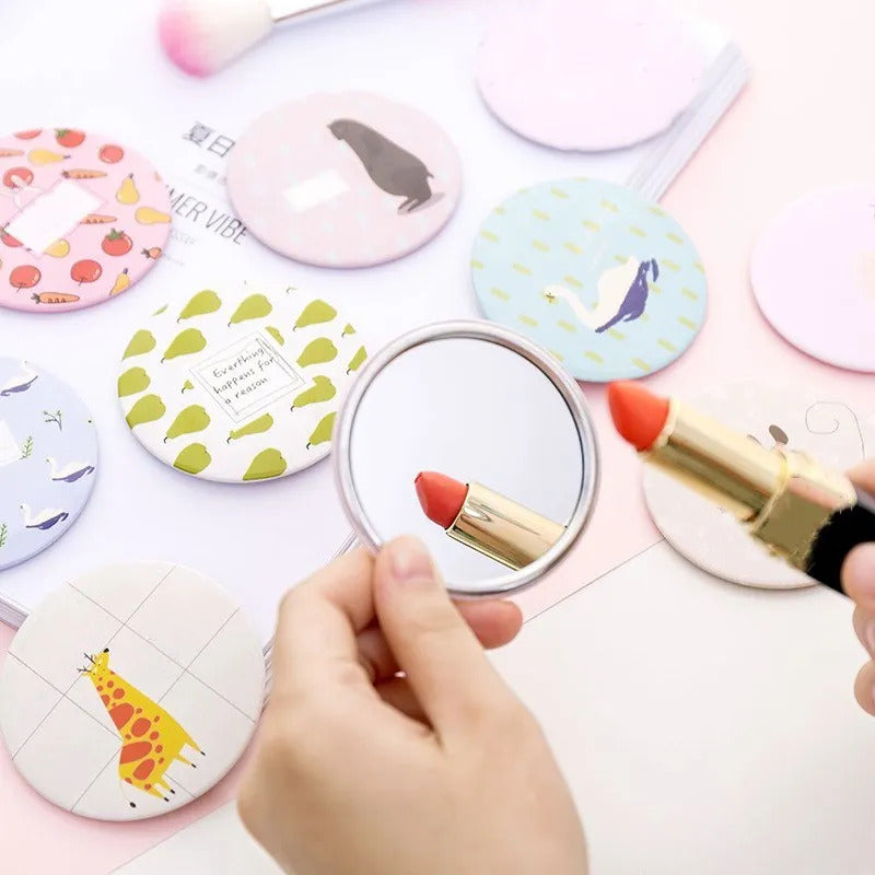 TSHOU927 Cartoon Anti-fall Portable Small Round Mirror Cute Girls Makeup Mirror Pocket Mirror Cosmetic Compact Mirrors