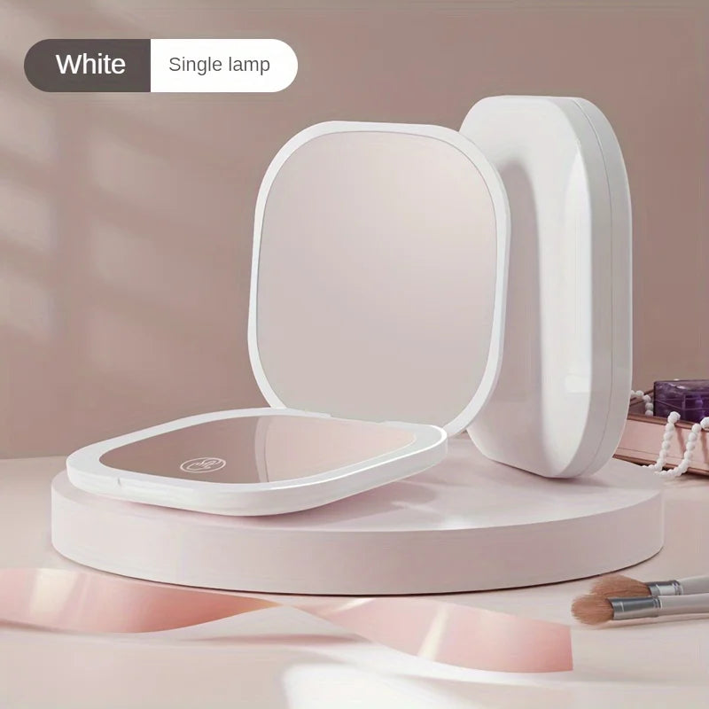 TSHOU1090 Single-Light Flat Makeup Mirror, Foldableable and Portable Led Makeup Mirror for Travel, Home, Office, Suitable for Makeup, Skin Care, Eyebrow Trimming