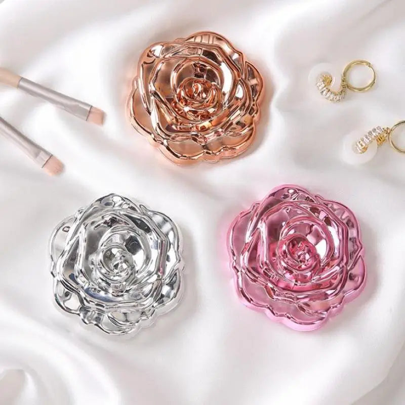 CASHOU188 Portable Mini Mirror Retro Rose Flower Small Pocket Makeup Mirror Double Sided Hand Mirrors Compact Cosmetic Makeup Beauty Tool