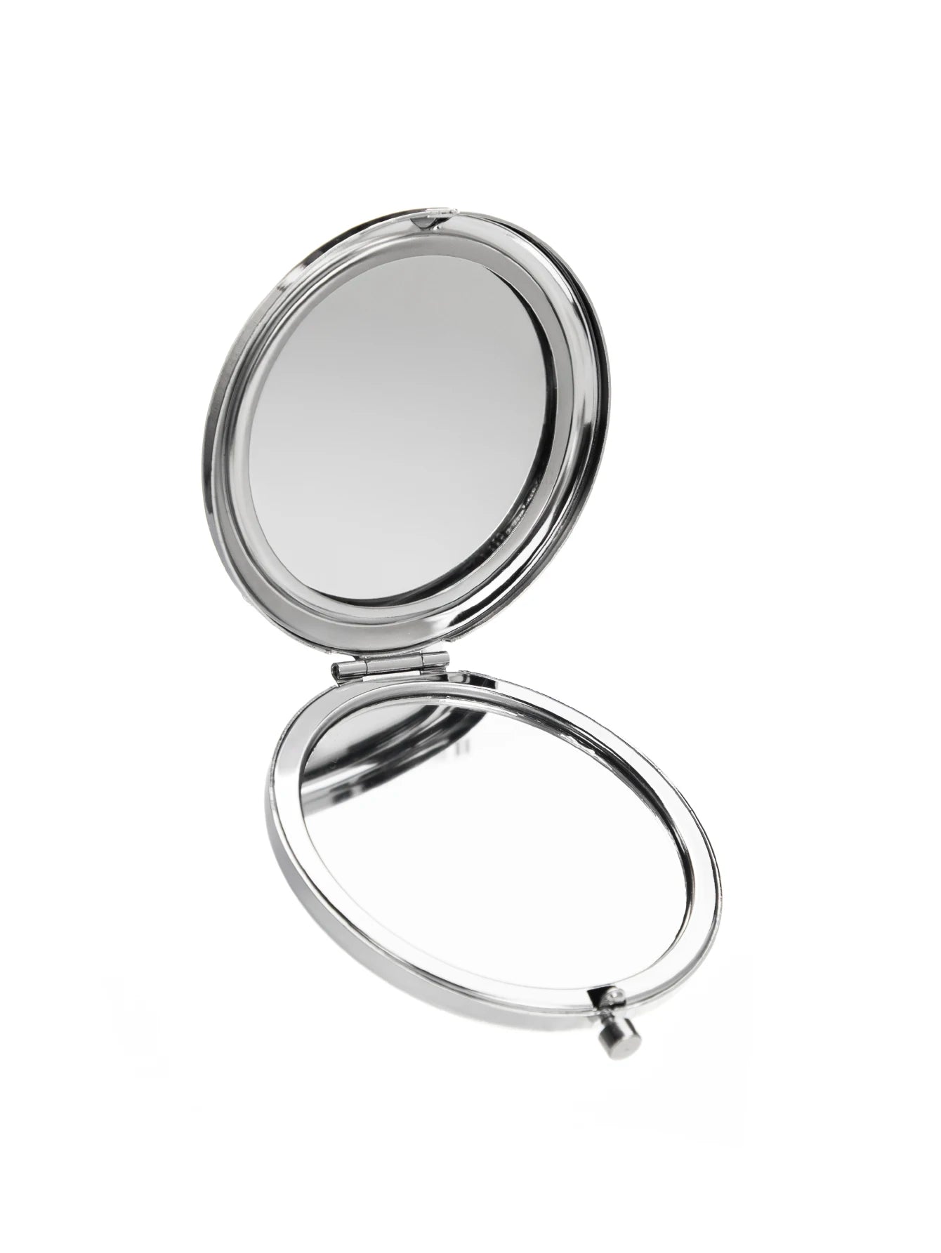 CASHOU186 Silver Round Double Sided HD Cosmetic Mirror, Travel Portable Compact Hand Mirror, Mini Metal Cosmetic Mirror, Gifts for Women