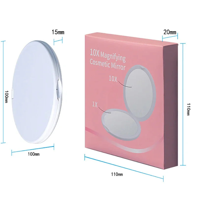 CX519 Makeup Mirror Portable Mini Compact Pocket Handheld Mirror Magnifying 10x Cosmetic Tool Double Sided Makeup Mirror Travel Beauty