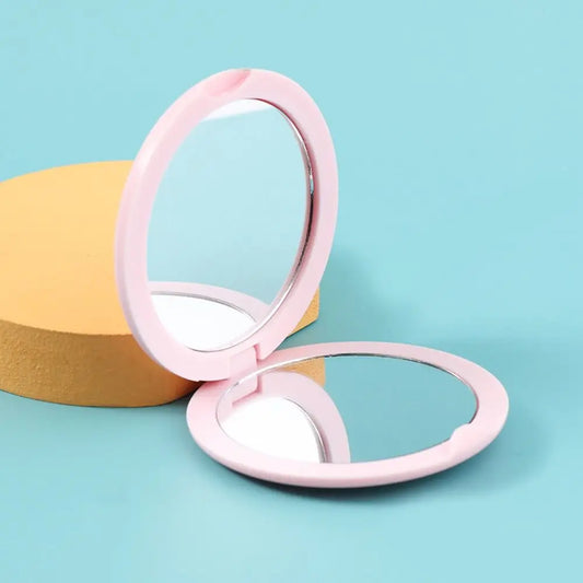 CX487  Portable Double Sided Flip Small Round Mirror Cute Small Mini Folding Mirror Round Round Makeup Mirror Home Decor