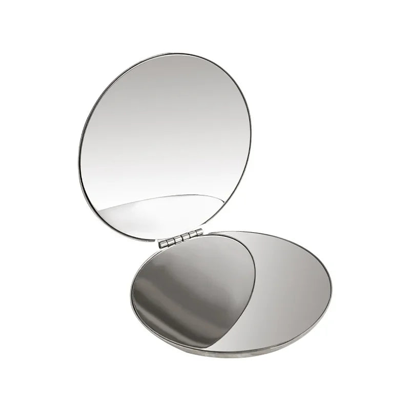 CX508 Foldable Makeup Mirror Portable Double-Sided Mirror Stainless Steel Pocket Small Tinkering Mirror ForTravel Beauty Cosmetic Tool