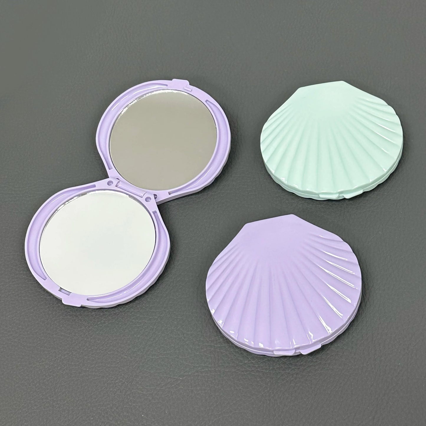 CX516 Pack Shell Shaped Makeup Mirror Daul Side 1X/2X Amplifying Folding Hand Mirror
