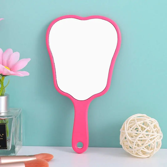 TSHOU1093 Multicolor Plastic Tooth-shaped Mirror Mini Lightweight Handheld Sector Mirror High-definition Portable Makeup Mirror Women