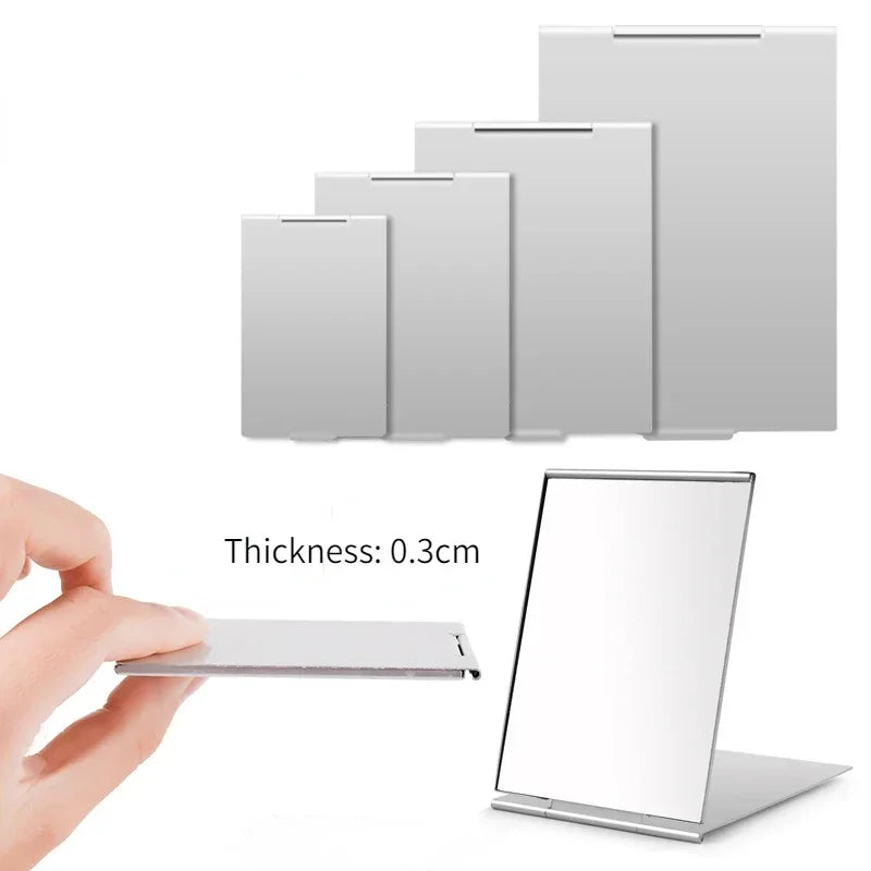 CX492 Aluminum Folding Mirror Pocket Mini Portable Makeup Mirrors Travel Hand Small Mirror Vanity Foldable Compact Cosmetics Tools
