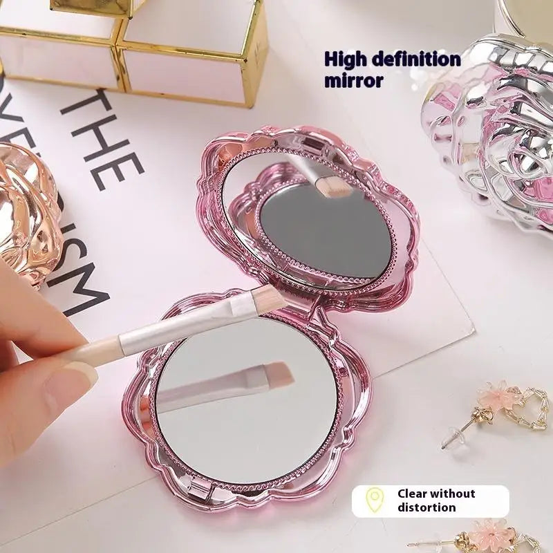 CASHOU188 Portable Mini Mirror Retro Rose Flower Small Pocket Makeup Mirror Double Sided Hand Mirrors Compact Cosmetic Makeup Beauty Tool