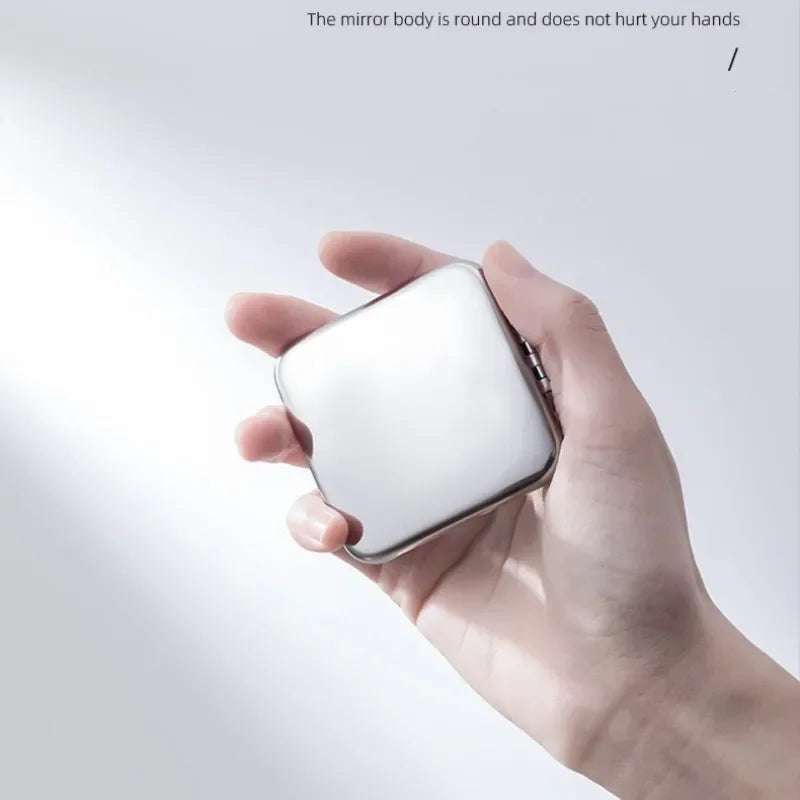 CX508 Foldable Makeup Mirror Portable Double-Sided Mirror Stainless Steel Pocket Small Tinkering Mirror ForTravel Beauty Cosmetic Tool