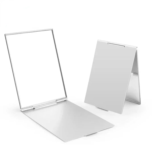 CX492 Aluminum Folding Mirror Pocket Mini Portable Makeup Mirrors Travel Hand Small Mirror Vanity Foldable Compact Cosmetics Tools