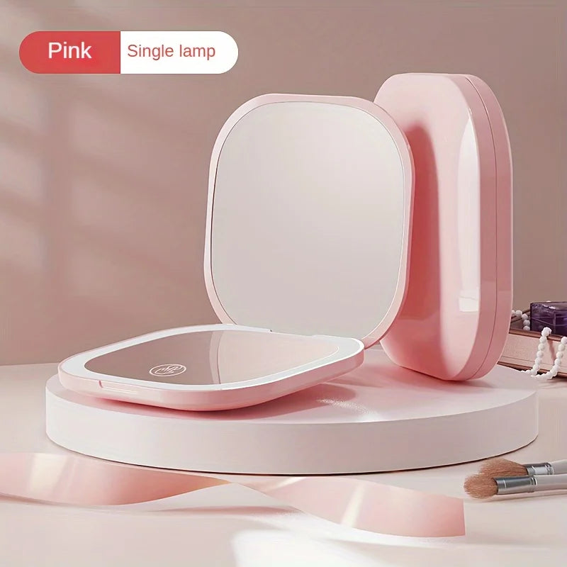 TSHOU1090 Single-Light Flat Makeup Mirror, Foldableable and Portable Led Makeup Mirror for Travel, Home, Office, Suitable for Makeup, Skin Care, Eyebrow Trimming