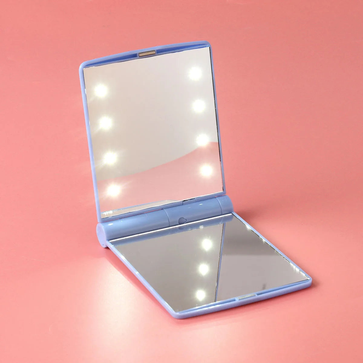 TSHOU218 Foldable LED LED Lights Durable Compact Travel Makeup Mirror 330 Degree Rotation Portable Bathroom