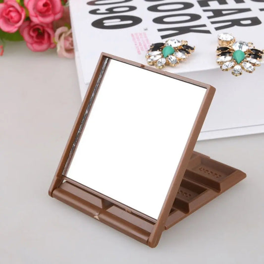 SET60 Salon Decorative Chocolate Mirror Square Kawaii Make Up Mirror Unique Plastic Vanity Mirror Students