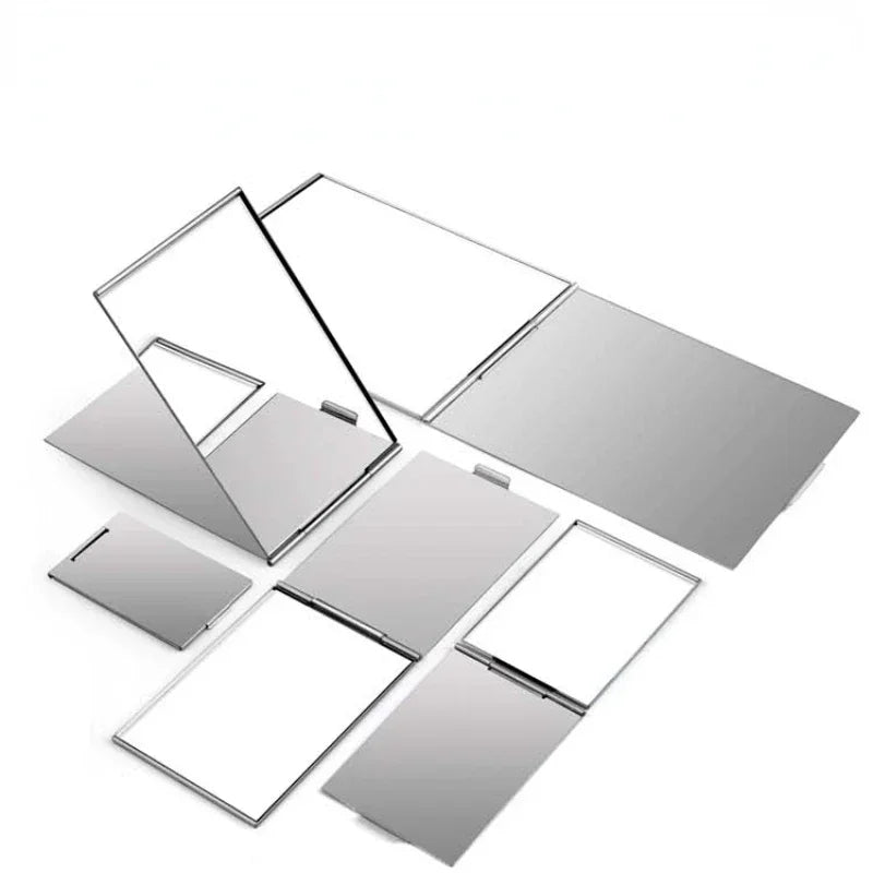 CX492 Aluminum Folding Mirror Pocket Mini Portable Makeup Mirrors Travel Hand Small Mirror Vanity Foldable Compact Cosmetics Tools
