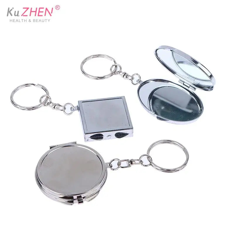 TSHOU1094 Mini Folding Mirror Keychain Round Heart Oval Square Shape Double Sided Cosmetic Mirror Metal Folding Keychain Makeup Mirror 1pc