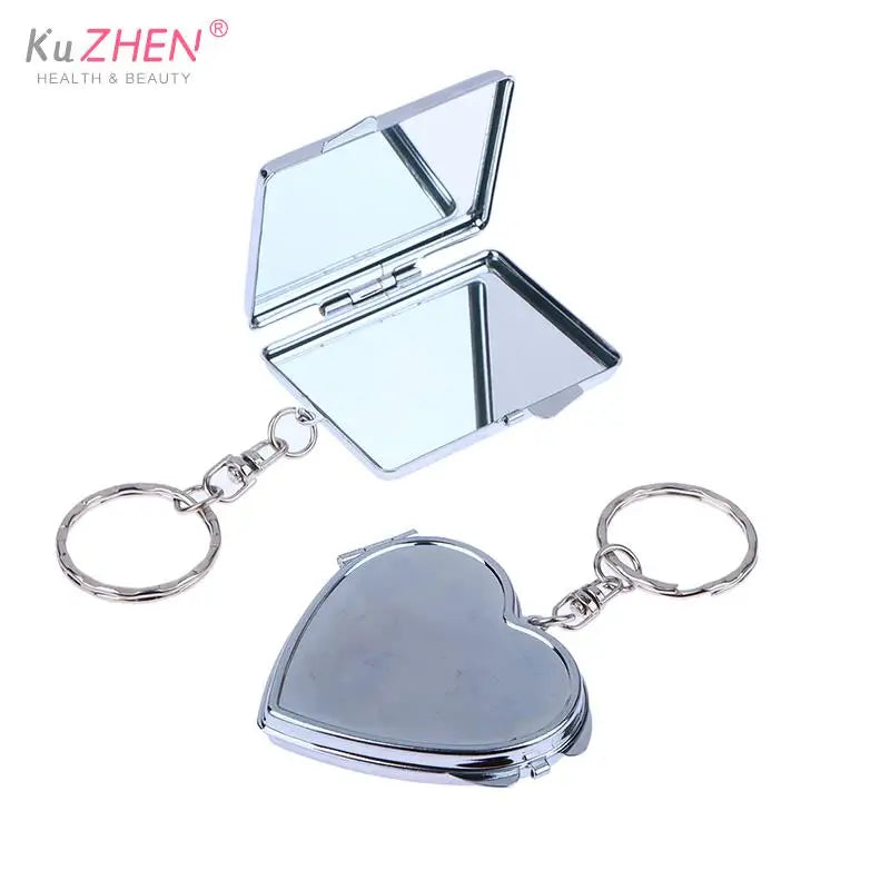 TSHOU1094 Mini Folding Mirror Keychain Round Heart Oval Square Shape Double Sided Cosmetic Mirror Metal Folding Keychain Makeup Mirror 1pc