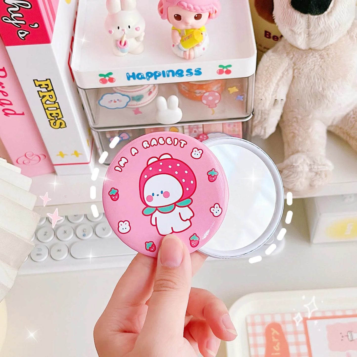 CASHOU190 New Bangtan Girls Cartoon Cute Mirror Mini Portable Pocket Bag Small Mirror Tinplate Small Tiny Round Mirror For Makeup
