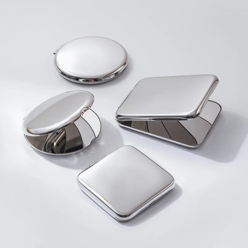 CX508 Foldable Makeup Mirror Portable Double-Sided Mirror Stainless Steel Pocket Small Tinkering Mirror ForTravel Beauty Cosmetic Tool