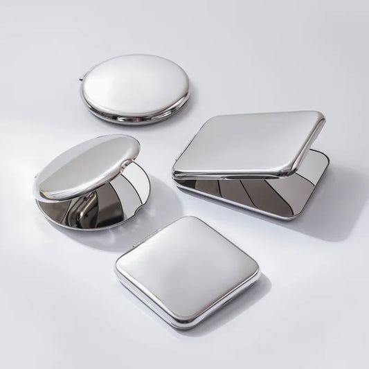 CX508 Foldable Makeup Mirror Portable Double-Sided Mirror Stainless Steel Pocket Small Tinkering Mirror ForTravel Beauty Cosmetic Tool