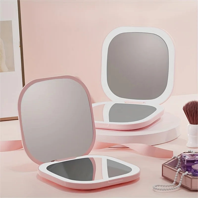 TSHOU1090 Single-Light Flat Makeup Mirror, Foldableable and Portable Led Makeup Mirror for Travel, Home, Office, Suitable for Makeup, Skin Care, Eyebrow Trimming