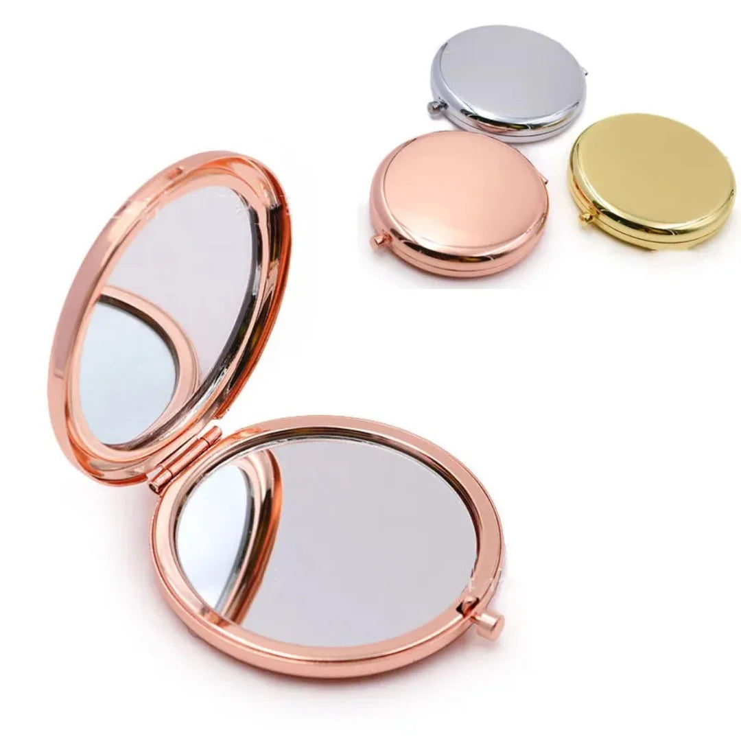 CX513  Double-Sided Small Mirror Portable Folding Round Makeup Mirror Rose Gold Simple Men And Women Travel Mini Handheld Pocket Mirror