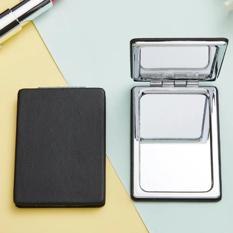 CX512 Portable Cute Mini Pu Makeup Mirror Magnify Foldable Double Pocket Small Makeup Mirror For Travel Beauty Cosmetic Tool