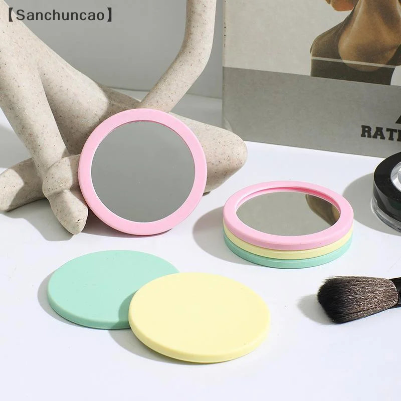 TSHOU1125 Mini Makeup Mirror Round Silicone Cosmetic Mirror Makeup Mirror Portable For Handbag Purse Pocket Compact Cosmetic Beauty Tool