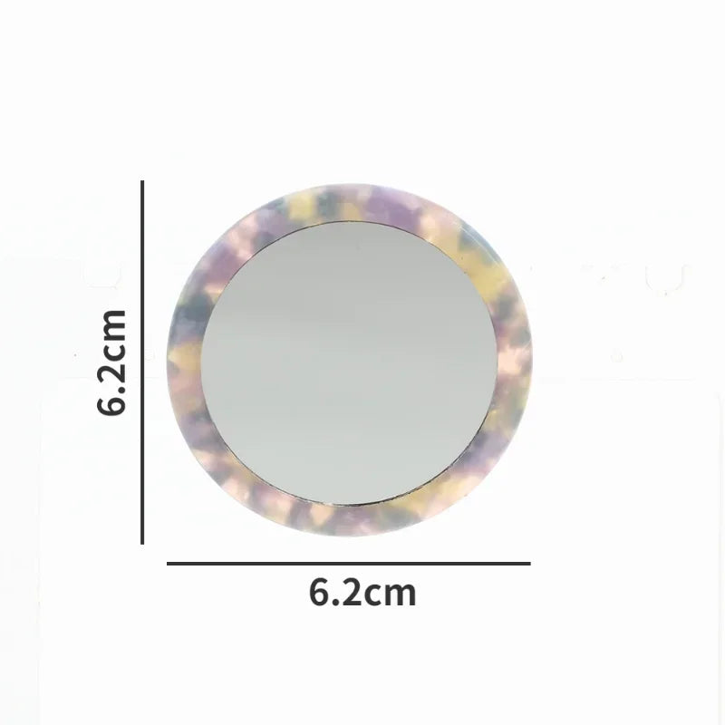 CASHOU187 Simple Acetate Small Round Mirror Small Zebra Pattern Makeup Mirror Portable Mini Round Makeup Mirror Travel Accessories