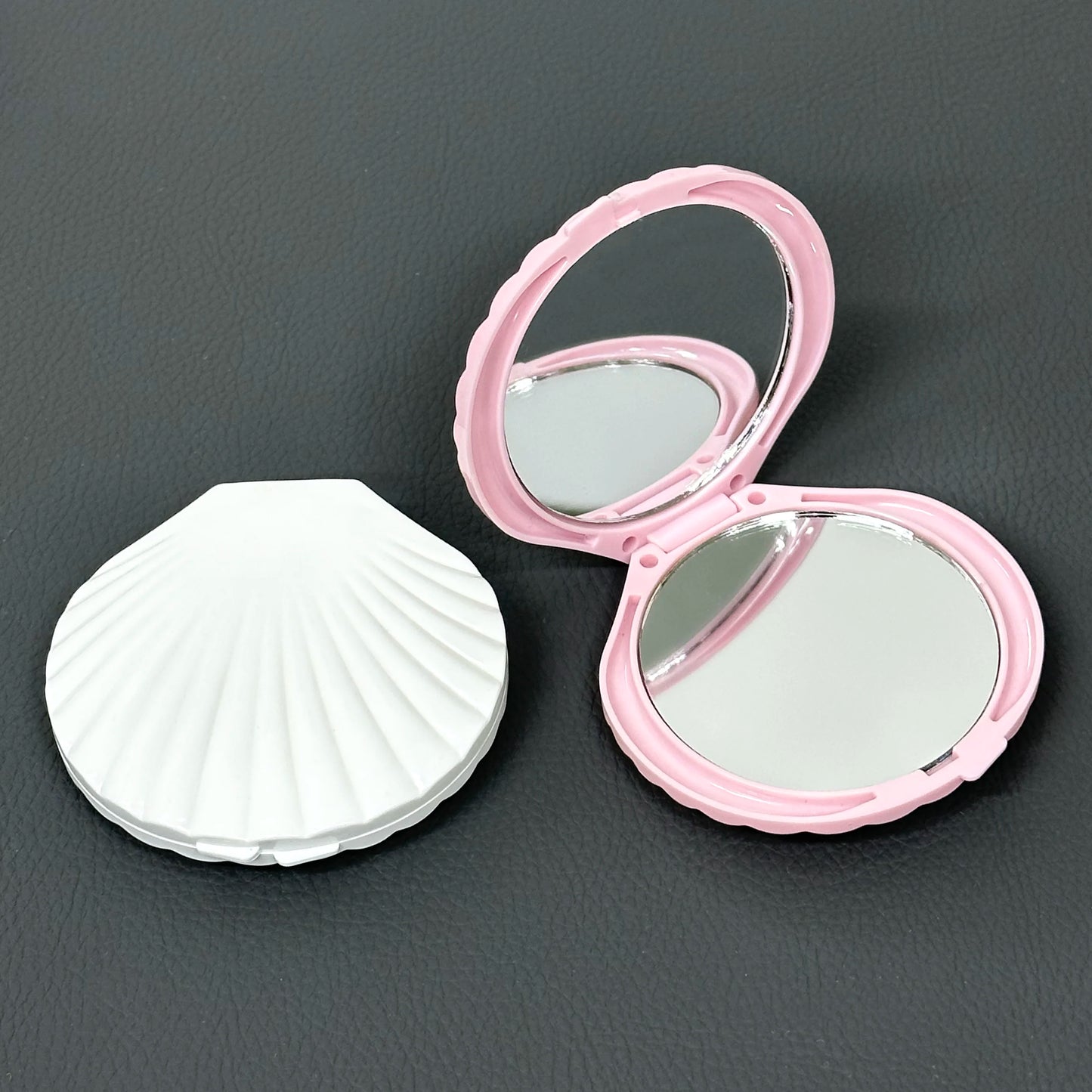 CX516 Pack Shell Shaped Makeup Mirror Daul Side 1X/2X Amplifying Folding Hand Mirror