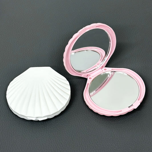 CX516 Pack Shell Shaped Makeup Mirror Daul Side 1X/2X Amplifying Folding Hand Mirror