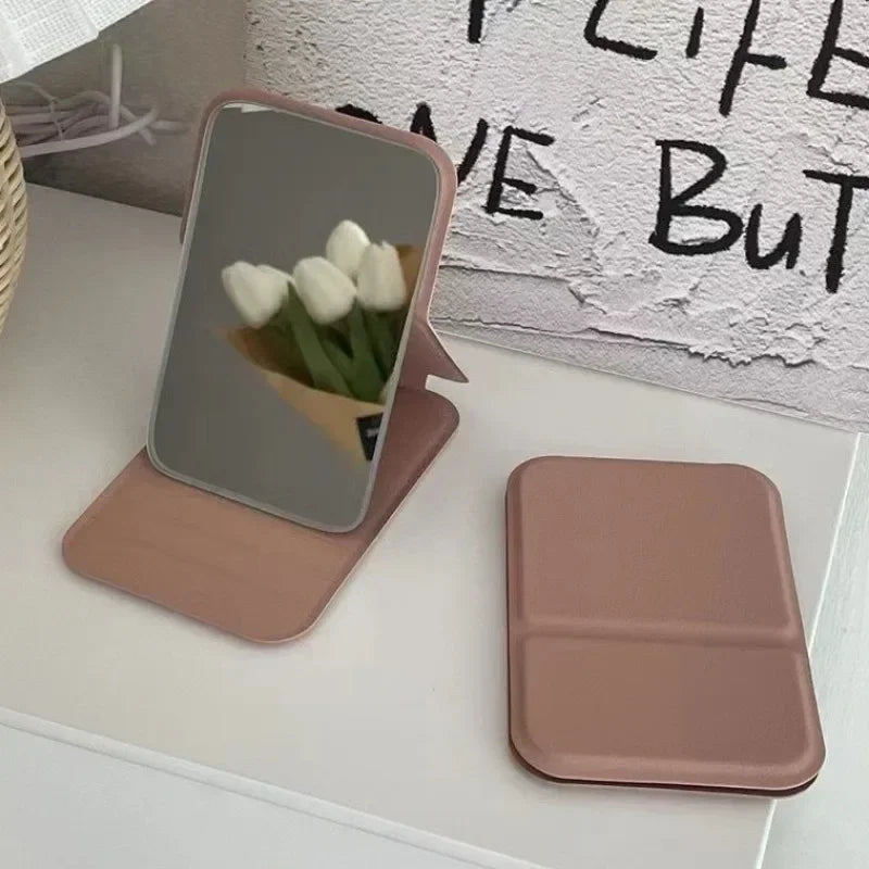 CX515  Hand-Held Desktop Stand Mirror High Definition Folding Makeup Mirror Light Weight Easy To Carry Vanity Mirror Cosmetic Tools