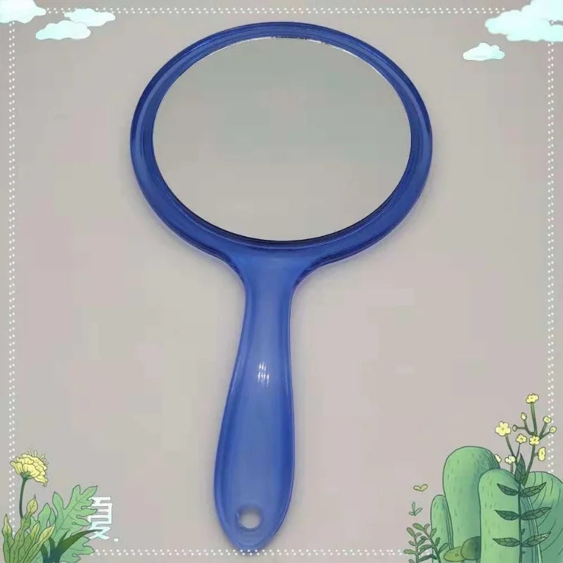 CSHOU395 Hand Mirror Double-sided Handheld Mirror 1x/3x Magnifying Mirror With Handle Transparent Hand Mirror Rounded Shape Makeup Mirror
