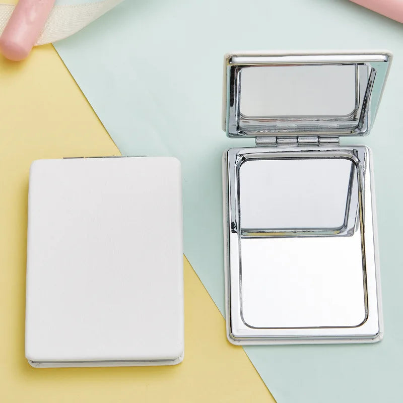 CX512 Portable Cute Mini Pu Makeup Mirror Magnify Foldable Double Pocket Small Makeup Mirror For Travel Beauty Cosmetic Tool
