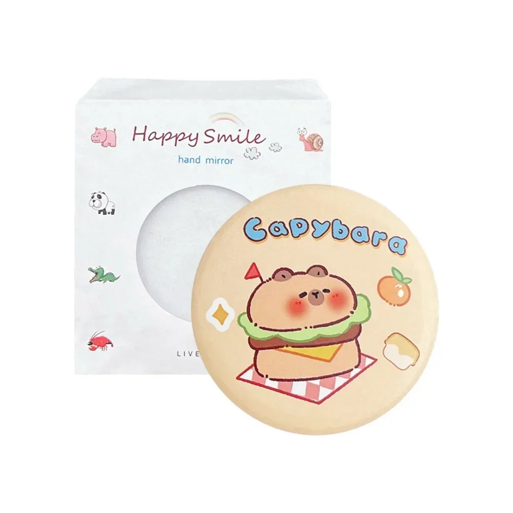 TSHOU1098  New Tin Plate Material Capybara Cosmetic Mirror Portable Lovely Small Circular Mirror Circular Mirror HD One-way Mirror