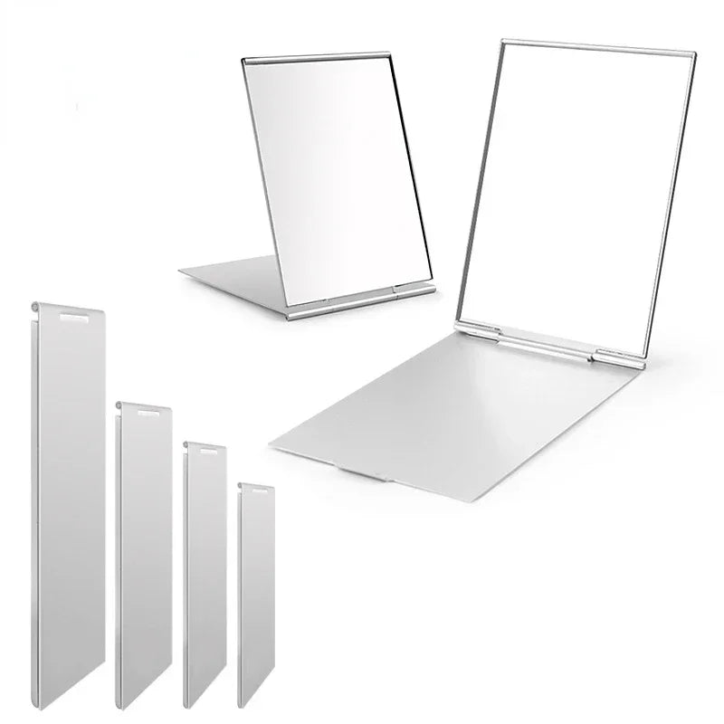 CX492 Aluminum Folding Mirror Pocket Mini Portable Makeup Mirrors Travel Hand Small Mirror Vanity Foldable Compact Cosmetics Tools