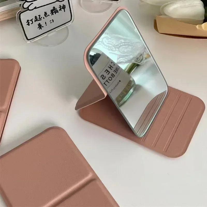 CX515  Hand-Held Desktop Stand Mirror High Definition Folding Makeup Mirror Light Weight Easy To Carry Vanity Mirror Cosmetic Tools