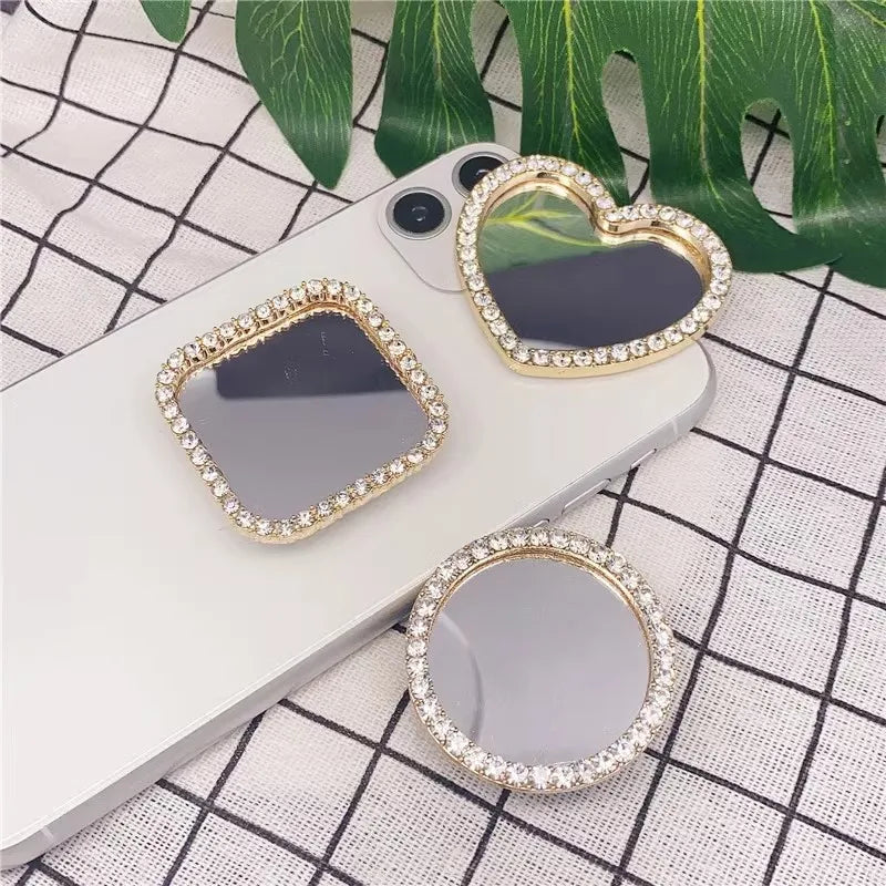 L567 Diamond Heart Shape Mini Mirror Pocket Makeup Mirror Portable Handheld Mirrors Diy Mobile Phone Case Jewelry Acc Materials
