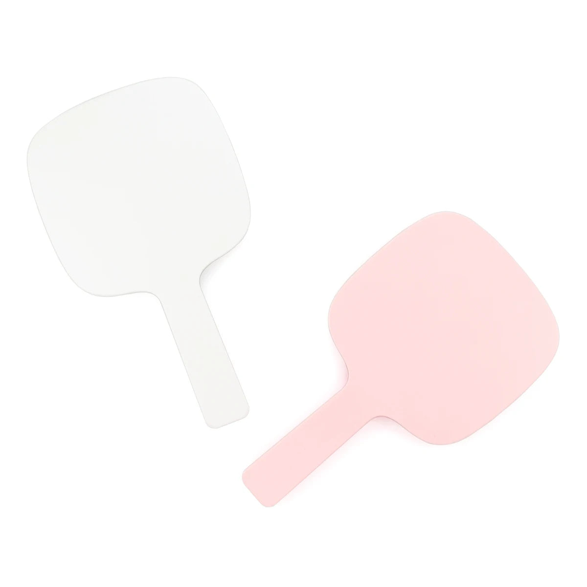 TSHOU1103 Autumnfish Hand-held Makeup Mirror with Rounded Corners Pink White Cosmetic Mirror Portable Comfortable Simple Design