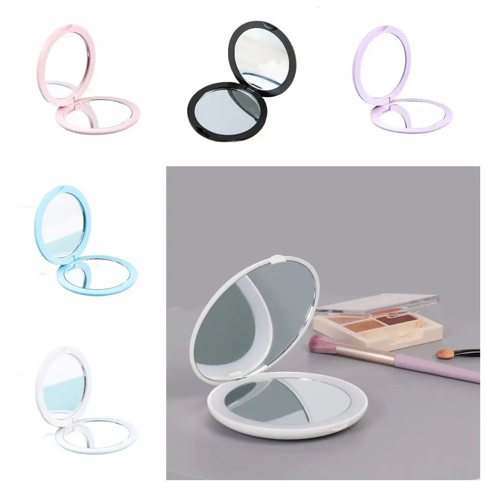 CX487  Portable Double Sided Flip Small Round Mirror Cute Small Mini Folding Mirror Round Round Makeup Mirror Home Decor