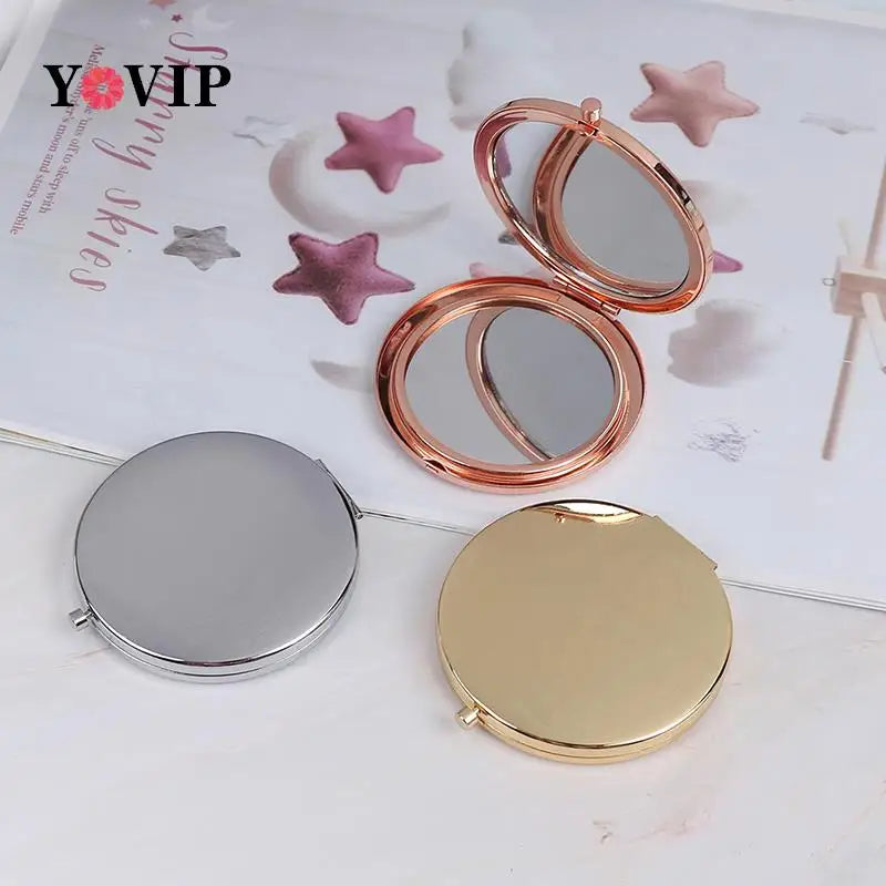 CX532  Portable Folding Mirror Compact Stainless Steel Metal Makeup Cosmetic Pocket Mirror Beauty Accessories