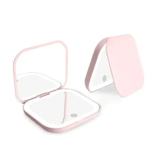 TSHOU218 Mini Portable Folding Makeup Mirror Led Lights Magnifying Compact Pocket Travel Aesthetic Vanity Mirrors Make Up Tools