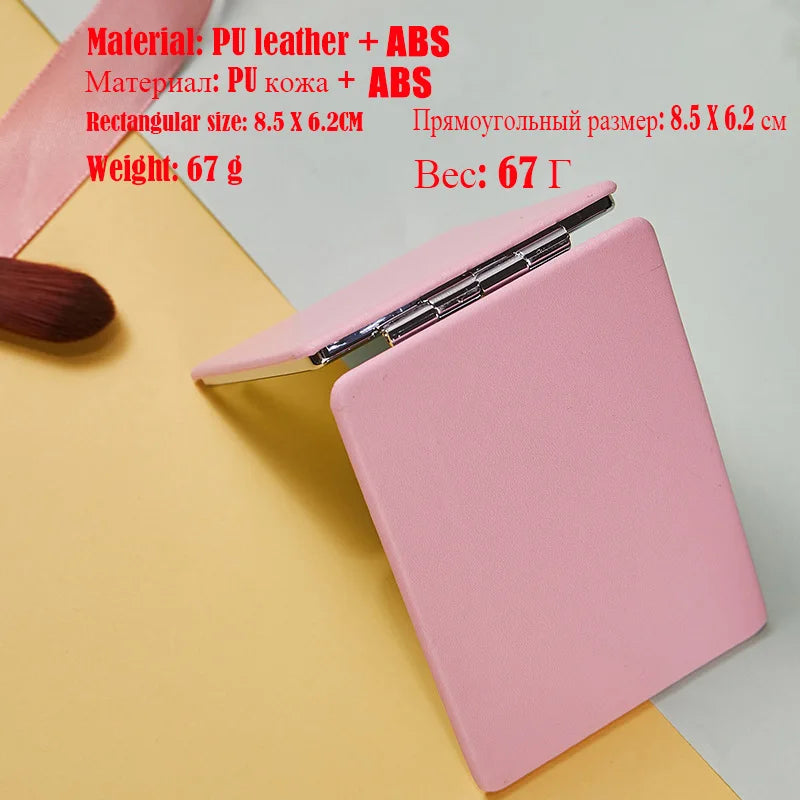 CX512 Portable Cute Mini Pu Makeup Mirror Magnify Foldable Double Pocket Small Makeup Mirror For Travel Beauty Cosmetic Tool