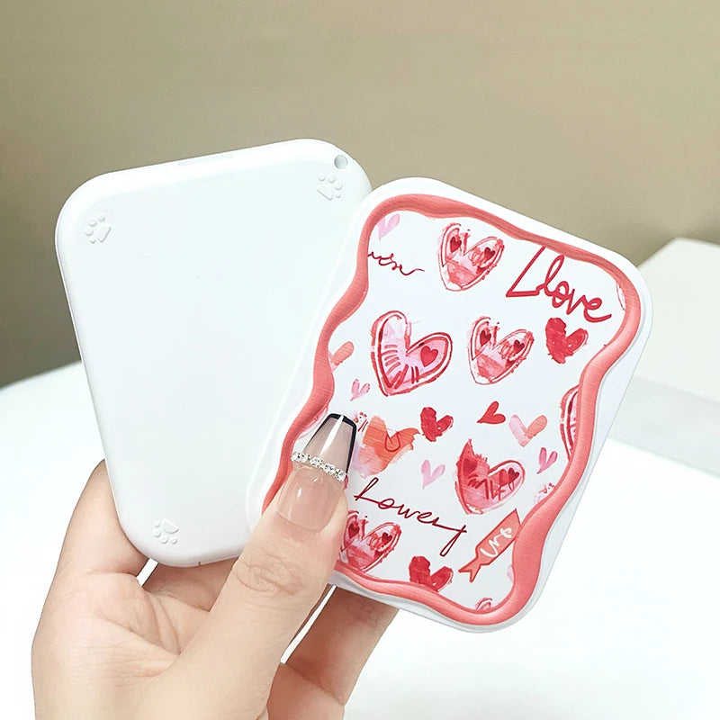 CX488 Small Mirror Comb Portable Pocket Mirror Love Flip-Top Folding Rectangle Makeup Mirror For Girl Gift Makeup Tool Vanity Miror