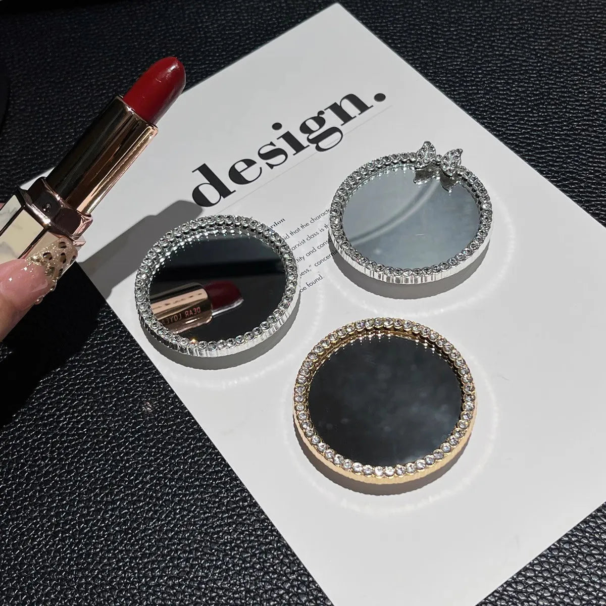 CX522  Diamond Heart Shape Mini Mirror Pocket Makeup Mirror Portable Handheld Mirrors Diy Mobile Phone Case Jewelry Acc Materials